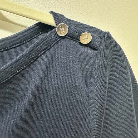 Lauren Ralph Lauren Black Label Size L 100% Cotton Short Sleeve Dress in Navy - Picture 4 of 5